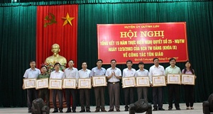 Review of Party resolution on religious affairs held in Nghe An province’s Quynh Luu district