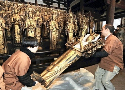 Repair of 1,000 noted Buddhist statues in Kyoto completed