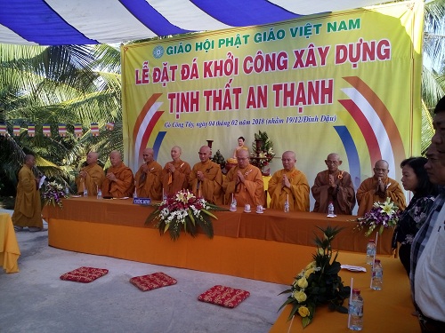 Ground breaking ceremony for construction of Buddhist temple in Tien Giang 