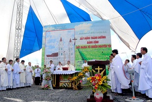 Reconstruction of Catholic church in Tien Giang