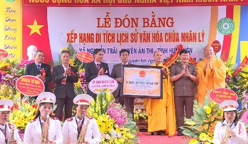 Nhan Ly pagoda in Hung Yen receives provincial historical relic title