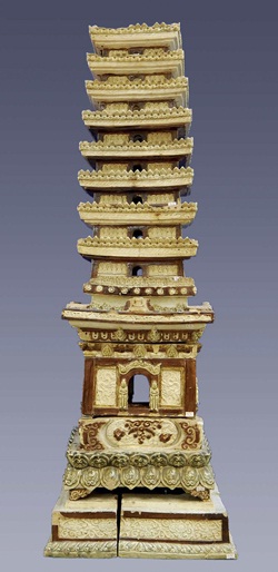 Recognition of glazed ceramic tower at Tro pagoda as National Treasure