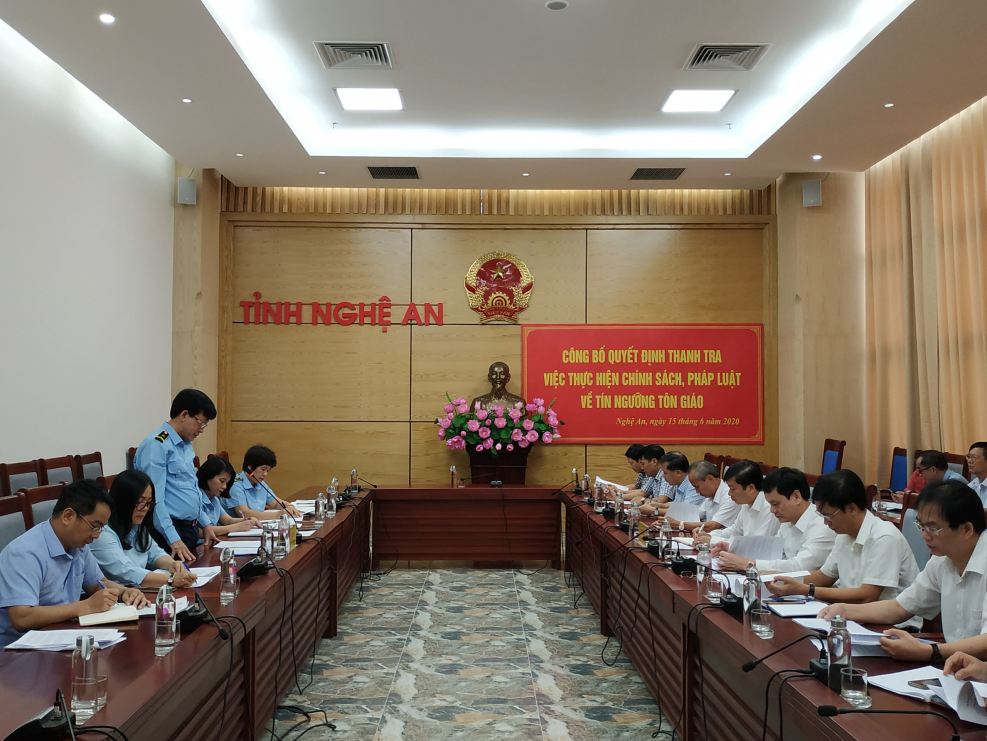 Government religious committee inspects religious law implementation in Nghe An