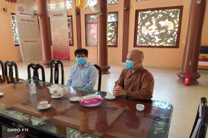 Religious committee in Tien Giang visits religious organizations for exchanges on Covid-19 prevention