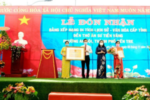  An Su Tien Vang Temple in Ben Tre receives provincial historical, cultural title