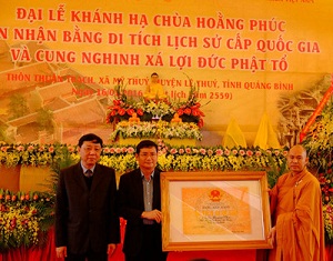 Quang Binh province: Hoang Phuc pagoda receives national relic recognition