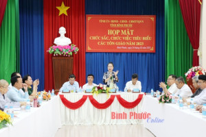 Binh Phuoc authorities hold exchange meeting with religious dignitaries 2023