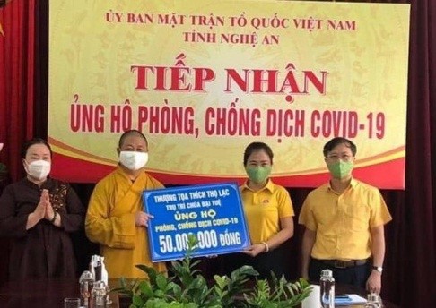 phật giáo nghệ an ủng hộ kinh phí phòng, chống dịch covid-19 ảnh 1